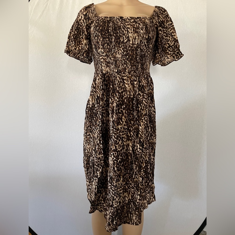 Motherhood Maternity Animal Print Brown Dress  Sz Medium - Picture 5 of 9